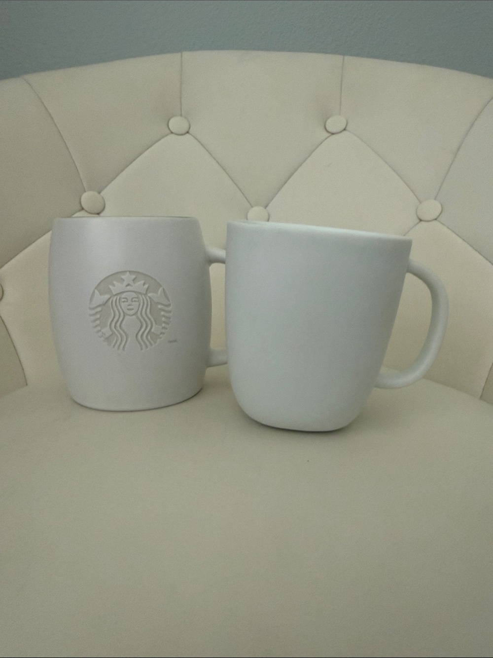 STARBUCKS 2011 Barrel Coffee Mug White Lime Etched Mermaid Nespresso 2 pack